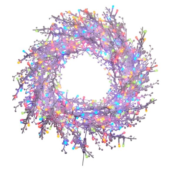 GE 28" Hanging Winterberry Wreath with Color Changing 600 LED Lights Light Show